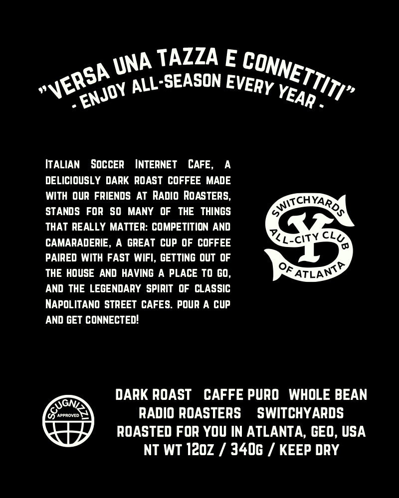 Whole Bean Coffee Blend from Radio Roasters Coffee - Italian Soccer Internet Cafe